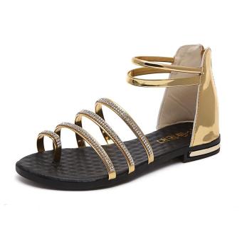 Fashion Summer 2017 leather flats sandals women shoes (gold) - intl  