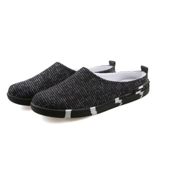 Fashion Summer Men Flat Canvas Breathable Loafers (black) - Intl - intl  
