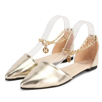 Fashion Summer Womens Pointed Toe Shoes Flats Wedding Partywear Strap Sandals GOLD - intl  