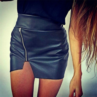 Fashion Tight Sexy Women Bodycon Skirt PU Leather Mini Short Skirt Black Pencil Skirts - intl  