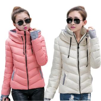 Fashion Wanita Mantel Musim Dingin Yang Hangat Mengentalkan Berkerudung Panjang Mantel Jaket Lebih Tahan DR (Cahaya Merah Muda)  