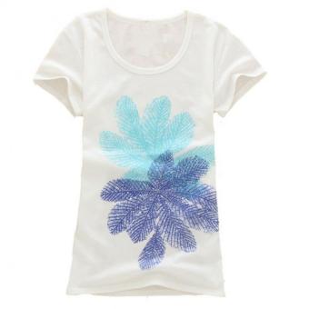 Fashion White printing Breathable shirt T-shirt ()  