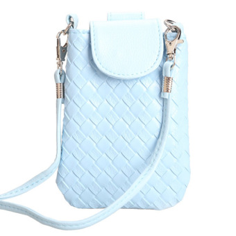 Fashion Women Blue Faux Leather Shoulder Bag Small Pouch for Mobile Phone- Intl  