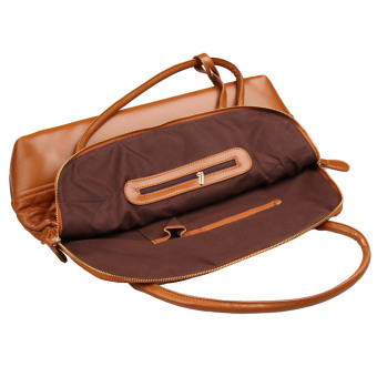 Fashion Women Brown Faux Leather Quilted Shoulder Bag Embossed Handbag Tote- Intl  