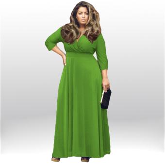 Fashion Women Formal V Neck Long Sleeve Cocktail Evening Party Long Dress (Green) - intl  