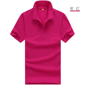 Fashion Women Polo Shirt Slim Summer Casua Polo Shirt Solid Cotton Fit Camisa Breathable Polo Shirt Sport Pure Color Splice Tops&Tees ROSE RED - Intl  