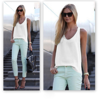 Fashion Women Summer Sleeveless Shirt Blouse Casual Tank Tops T-Shirt Vest Tops White - intl  