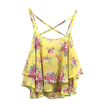 Fashion Women Summer Sleeveless Top Flower Spaghetti Strap Floral Print Chiffon Top Blouse - intl  