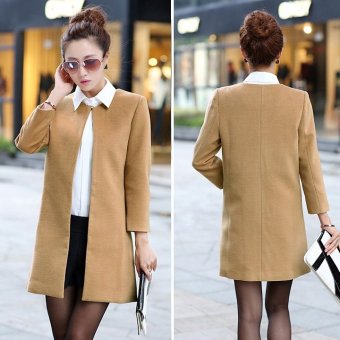 Fashion Womens Luxury Winter Long Wool blend Slim Coat Jacket Trench Blazer  