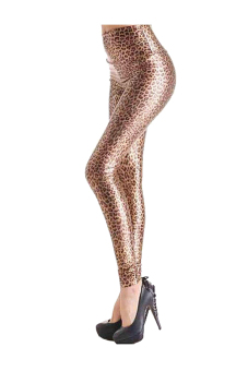 Faux Leather High Waist Leggings (Leopard Pattern)  