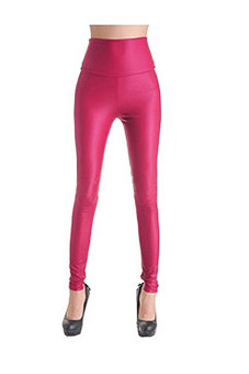 Faux leather High Waist Leggings (Rose-Red)  