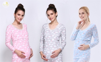 Feeding Maternity Pajamas (Blue) - intl  