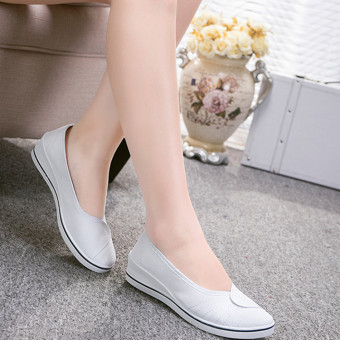Female with slope Comfortable Soft Work shoes Beauty Dance Canvas shoes White  