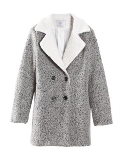 Fleece Lining Double Breasted Womens Winter Coat Grey  
