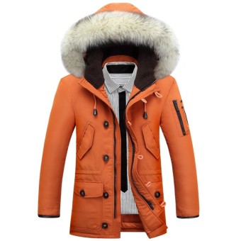 Free shipping Winter Jacket Men Thick Warm Casual Fur Collar Down Coat Hooded Outwear Jackets Parkas New Brand Clothing Orange CFL  