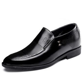 G416238 Summer New men's 2.56 Inch Taller Black Calfskin Leather Height Dress Business Shoes (Black) (Intl)  