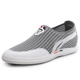 G4653 Summer Men's 6 cm Taller Elevator Shoes Gray Air mesh Loafers Shoes Slip On Breathable Casual (Gray) (Intl)  