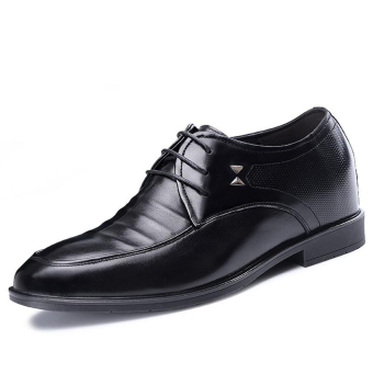 G516705 Men's 3.15 Inch Taller Genuine Leather Height Increasing Dress Wedding Shoes (Black) (Intl)  