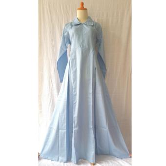 Gamis Katun Jepang Syari Maleeka Polka Dress - Biru Muda  