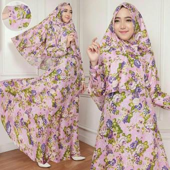 Gamis - Pakaian Wanita Muslimah - ZI Syar'i Safina Motif Flower Pink  