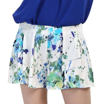 Gamiss Summer Fashion Sexy Ink Printing Mid Rise Bell Bottom Slim Type Short Pants(White) - intl  