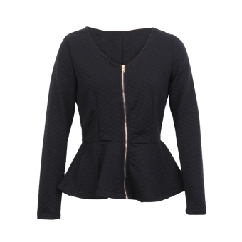 Gamiss Women Cotton Blend Gold Zipper Jacket (Black) - Intl  