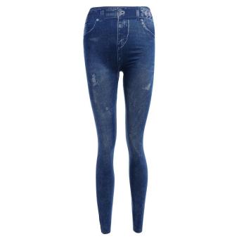 Gamiss Women Jeans Casual High Waist Ripped Skinny(Blue) - intl  