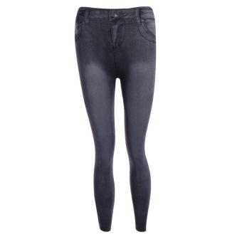 Gamiss Women Jeans Trendy Mid Waist Blanch Skinny(Black) - intl  