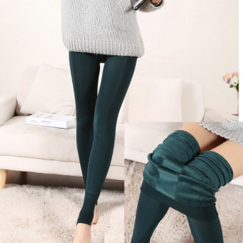 Gaomi pearl velvet leggings autumn and winter stepped foot plus thick velvet warm pants ( Green) - intl  