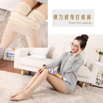 Gaomi pearl velvet leggings autumn and winter stepped foot plus thick velvet warm pants (Beige) - intl  