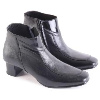 Garsel Sepatu Boots Formal Pantofel Kerja Kantor PDH PDL Kulit Asli Wanita - Hitam  