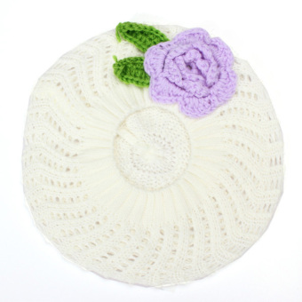 GDS Baby Knitted Beanie Flower Hat Toddler Girls Hand Crochet Beretwinter Warm Cap White - intl  