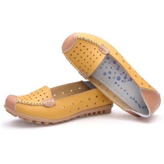 Genuine leather shoes Women Shoes Breathable Leisure comfortable Shoes(yellow)   
