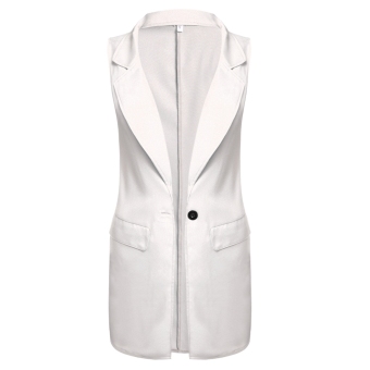 GETEK Women Turn-Down Collar One Button Vest (White) - intl  