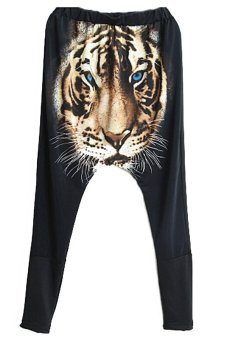 Ghope Baggy Harem Hippie 3D Tiger Trousers Pants (Black)  
