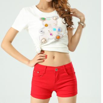 Girlhood The new candy denim color shorts Red - intl  