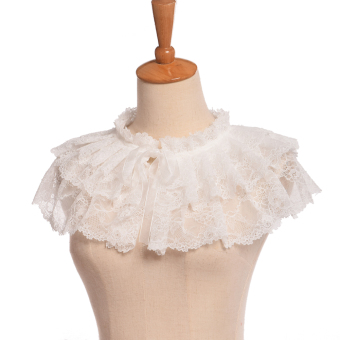 Girls White Lace Detachable Collar Victorian Mini Cape (White) - Intl  