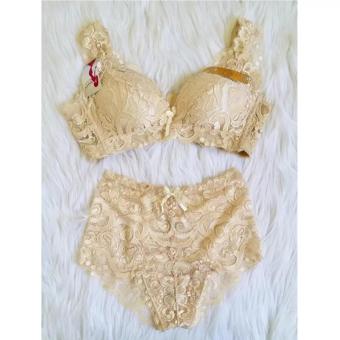 GIYOMI Bra Full Brukat Push Up + FREE CELANA DALAM Seamless 890 size 36 - CREAM  