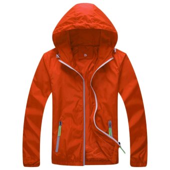 Good Quality Thin Long Sleeves Zipper Big Size S-5XL Fat Man Women Unisex Lover Outdoor Casual Hoodie(Orange) - intl  