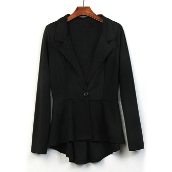 Gracefulvara Irregular Women's Fashion One Button Slim Casual Business Blazer Suit Jacket Coat Outwear-Black  