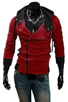 Gracefulvara Men Boys Casual Slim Fit Zipper Hoodie Hooded Coat Jacket Tops Fashion Sweatshirt (Red)  