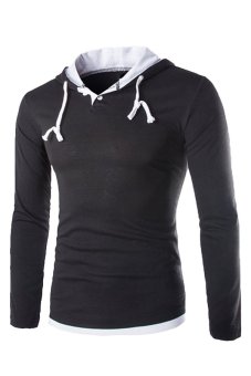 Gracefulvara Men's Casual Pullover Hoodie Fashion Hooded Coat Jacket Warm Outwear Sweatshirt (Black/White)  