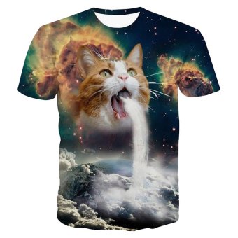 Gracefulvara Popular Fashion Funny 3D Cat Print Women Men T-shirts Short Sleeve Tee Music Tops  