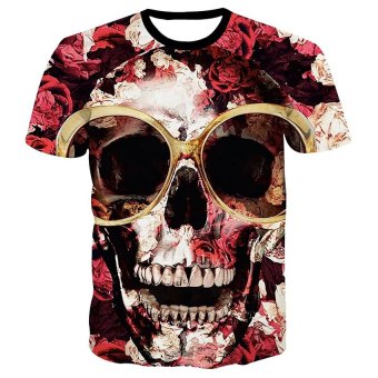 Gracefulvara Popular Fashion Funny 3D Skull Print Women Men T-shirts Short Sleeve Tee Music Tops  