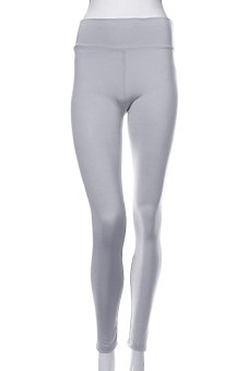 Gracefulvara Women Yoga Running Sport Pants High Waist Cropped Leggings Fitness Trousers (Grey)  