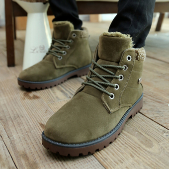 Grain Leather Winter Boots Russian Style Men Casual Shoe Warm Snow Boots (Green) - intl  