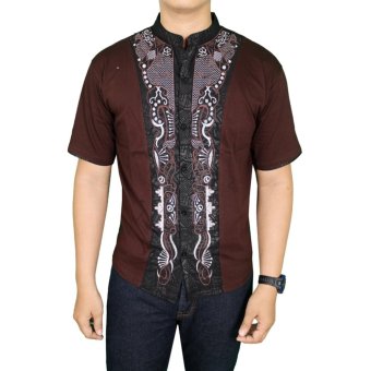 Gudang Fashion - Baju Koko Lengan Pendek - Coklat Tua  