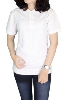 Gudang Fashion - Basic Polo Tshirt Wanita Putih - Putih  