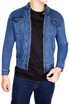 Gudang Fashion - Jaket Jeans Denim Pria - Biru Tua  