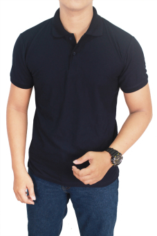 Gudang Fashion - Kaos Polos Kerah 100% Cotton Pique - Biru Navy  